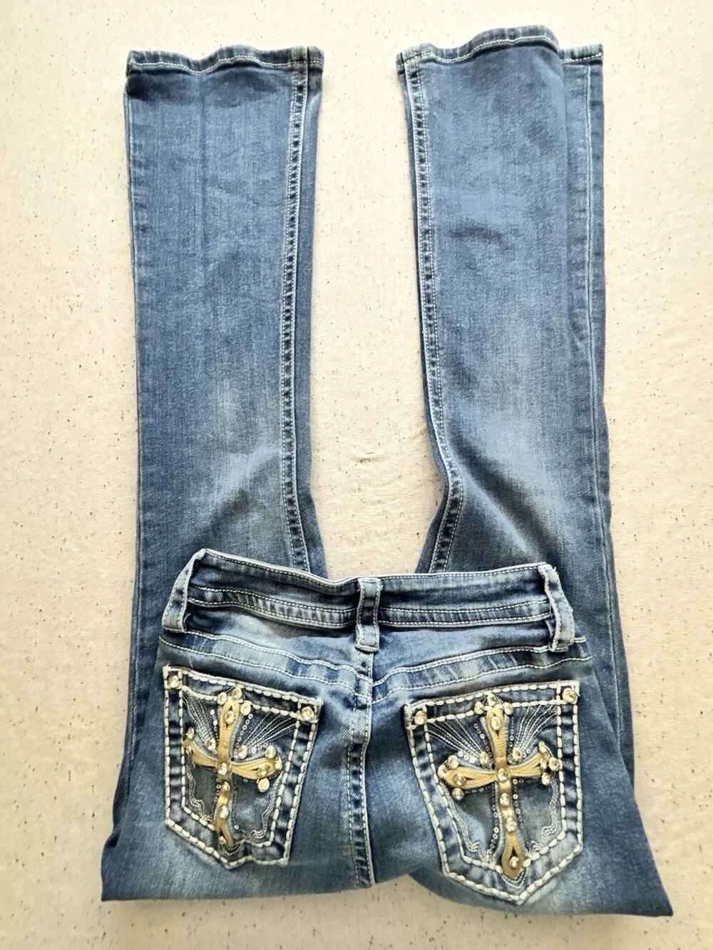 Fire & Rain Denim Jeans Juniors 3 Blue Stretch Contrast Stitch Thick Stitching